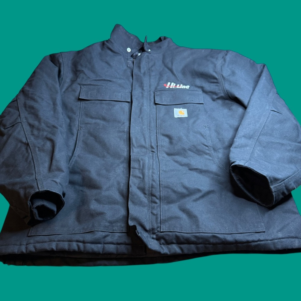Carhartt C003 Black Duck Canvas Jacket Arctic Quilted Coat Size XXL Embroidered